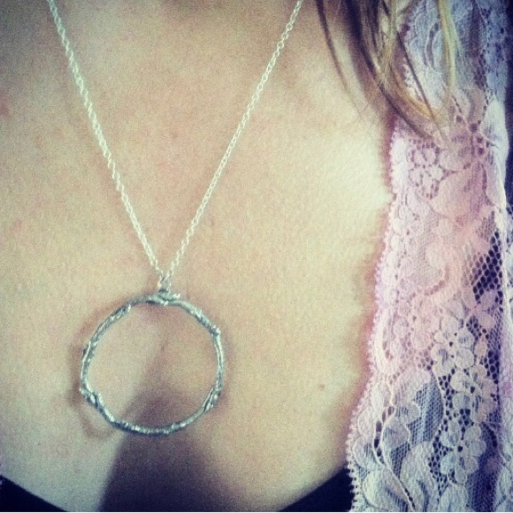 Circle Twig Necklace Sterling Silver Necklace Infinite Love Twig Necklace